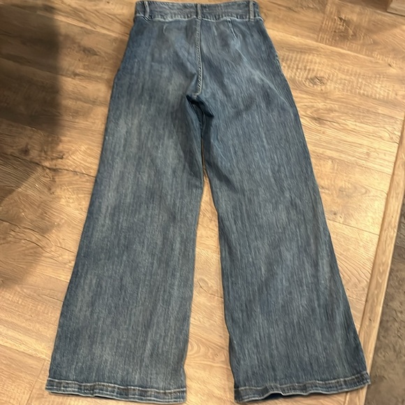 EXPRESS Wide Leg Super High Rise Baggy blue Jeans women Size 12R Regular stretch - Picture 16 of 16